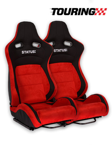 STATUS Racing Touring Reclining Black/Red Seat's- Pair